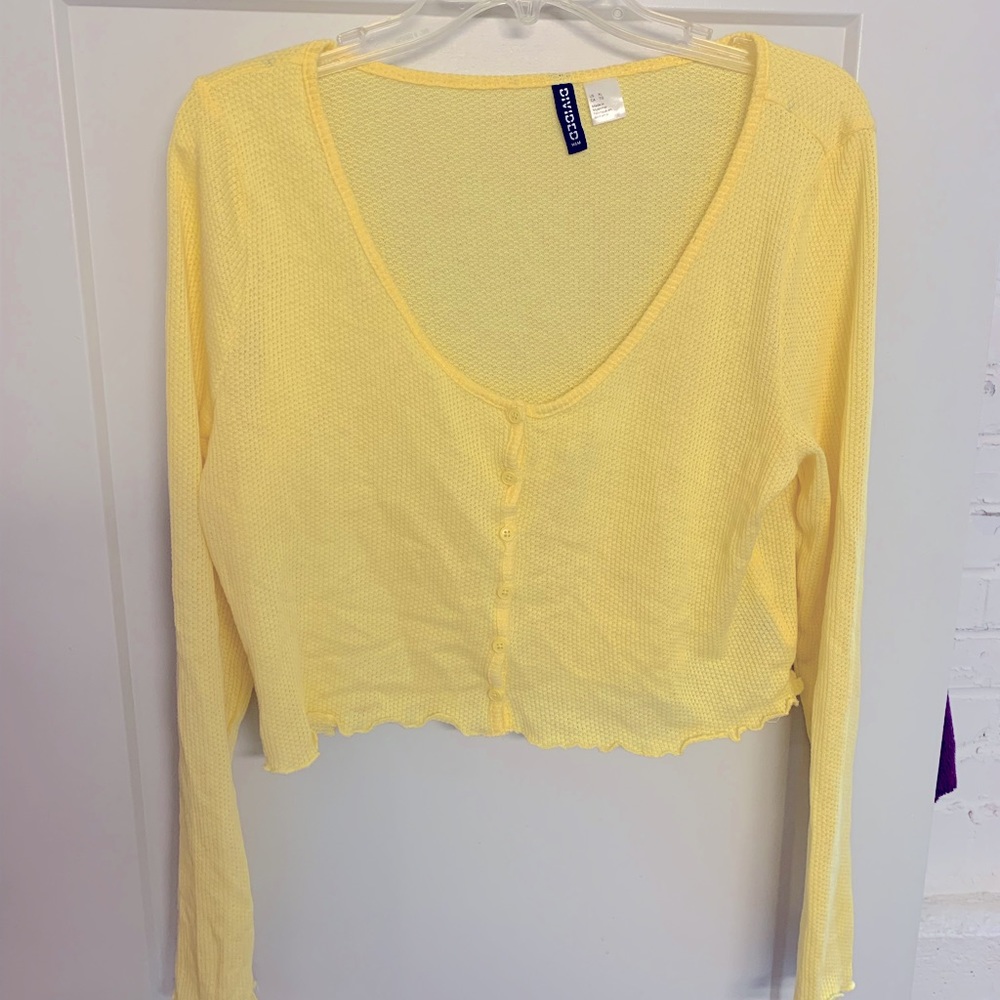 Long sleeve yellow button up shirt
